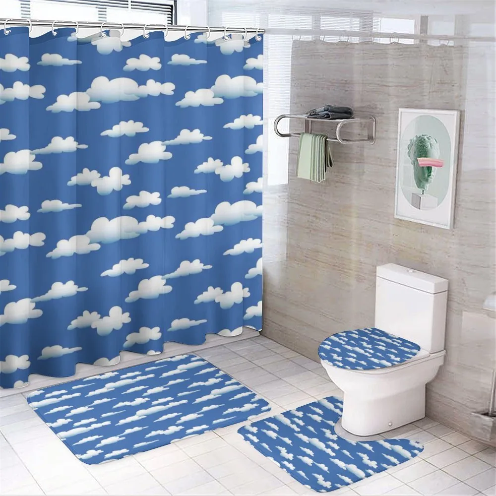 Computer Drawn Clouds — 4-Piece Bathroom Set preview