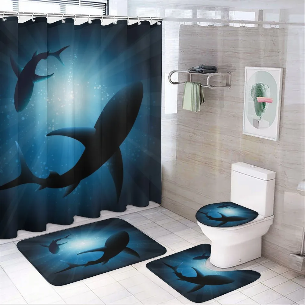 Fish Silhouettes Swimming 4-Piece Bathroom Set product video