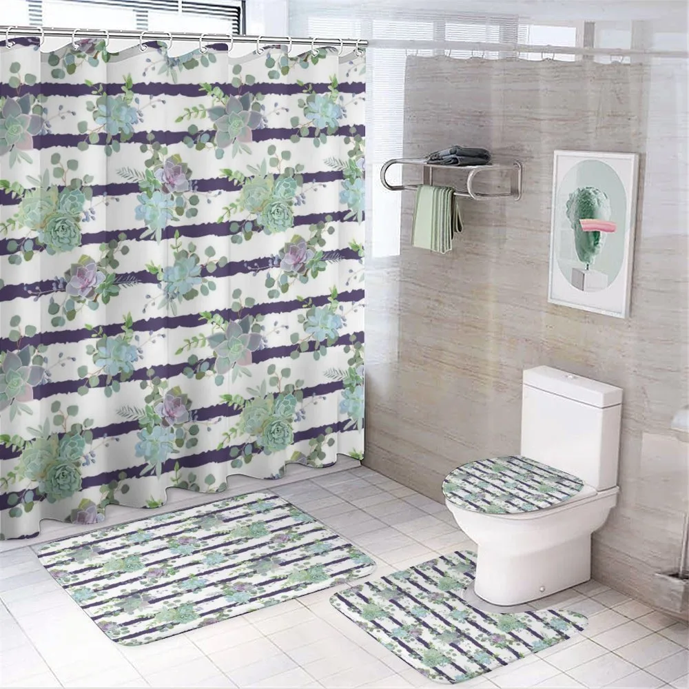 Natural Cactus Pattern — 4-Piece Bathroom Set preview