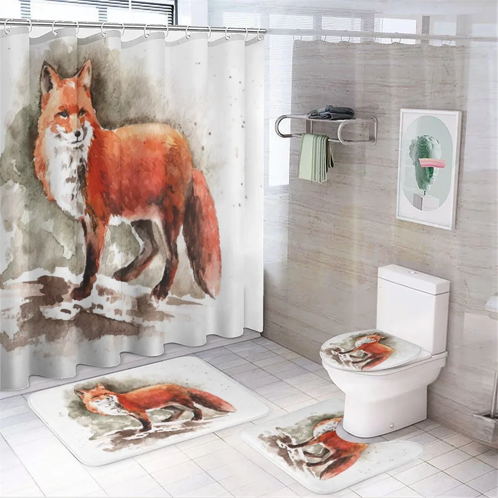 Watercolor Bushy Tail Tod — 4-Piece Bathroom Set preview