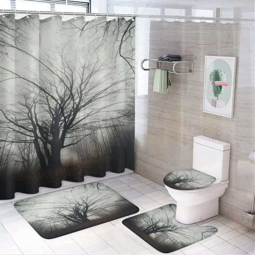 Autumn Tree in Fog Dark — 4-Piece Bathroom Set preview