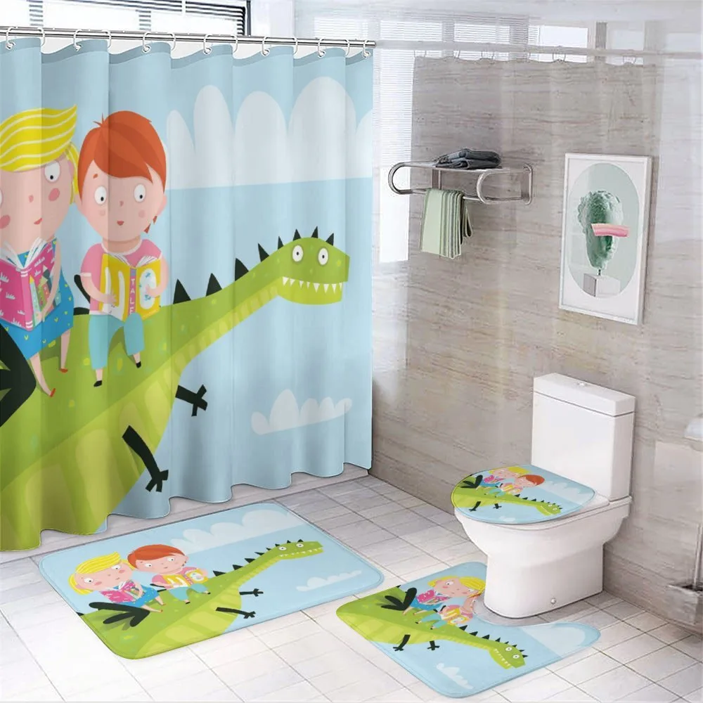 Boy Girl Sitting on Dragon — 4-Piece Bathroom Set preview