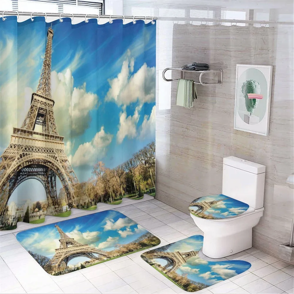 Eiffel Tower Autumn Trees — 4-Piece Bathroom Set preview