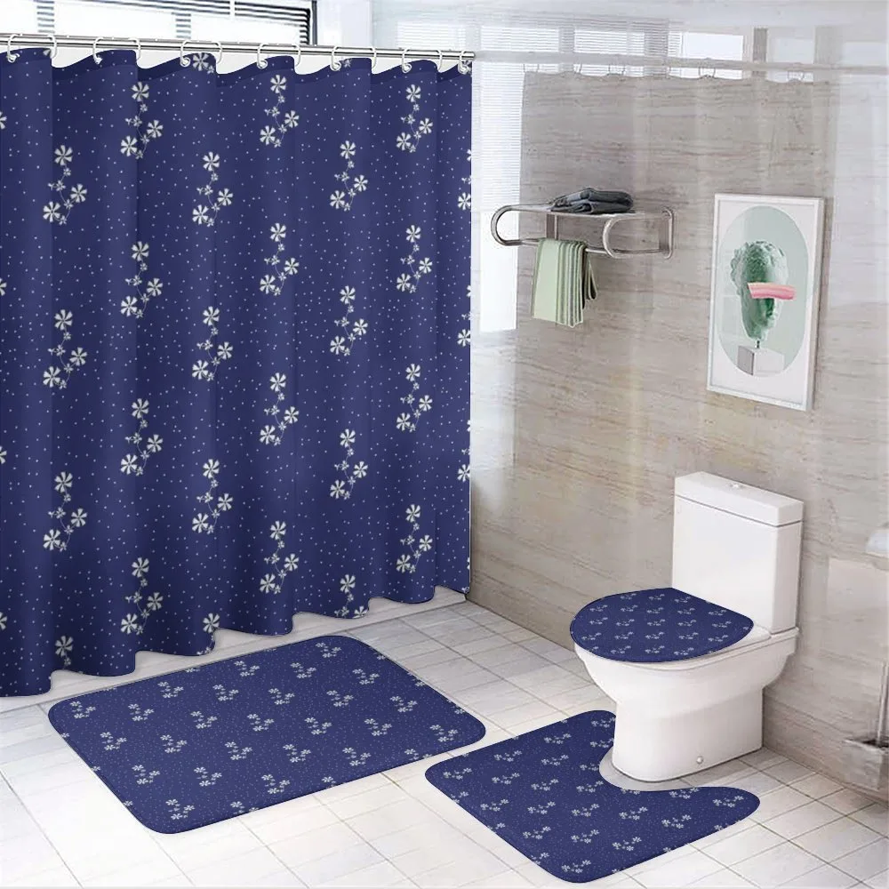 Floral Pattern and Dot — 4-Piece Bathroom Set preview