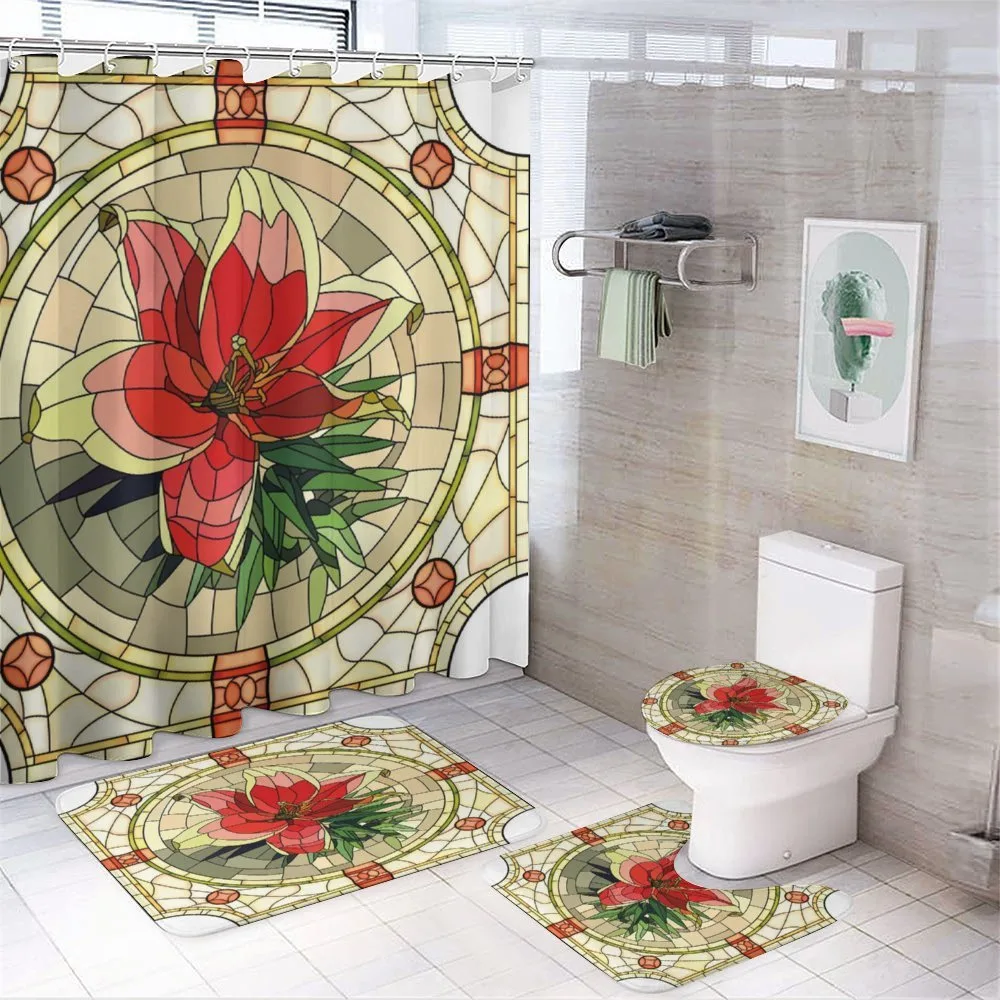 Flower Lily Leaves 4-Piece Bathroom Set product video