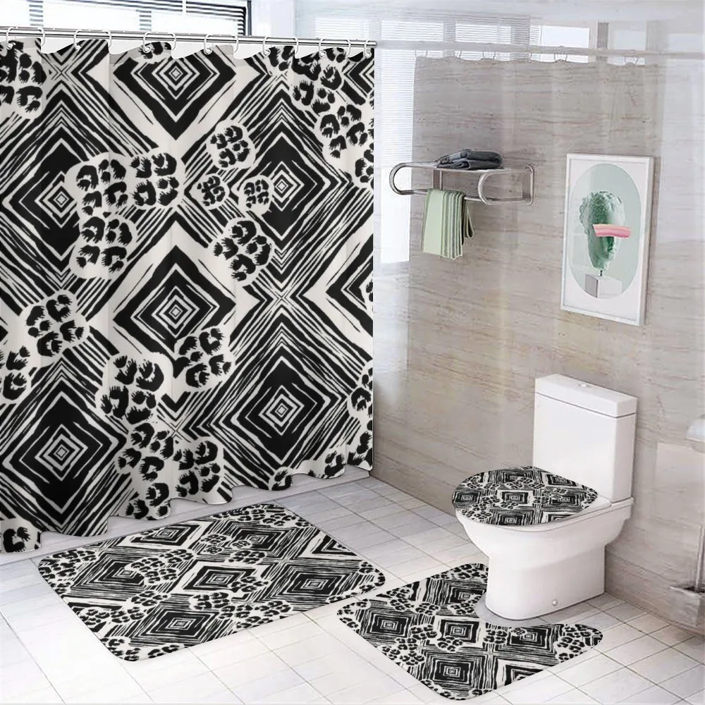 Ink Brush Style Argyle — 4-Piece Bathroom Set preview