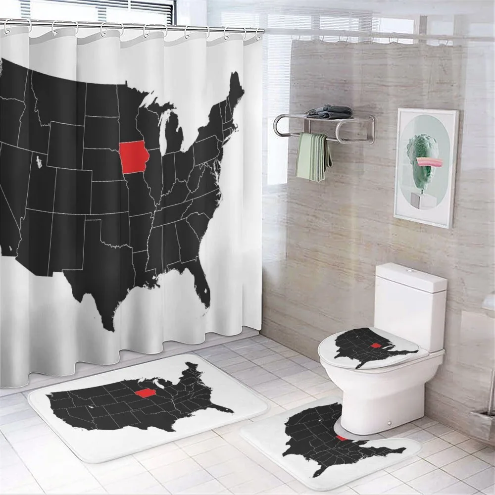 North America Map Design — 4-Piece Bathroom Set preview