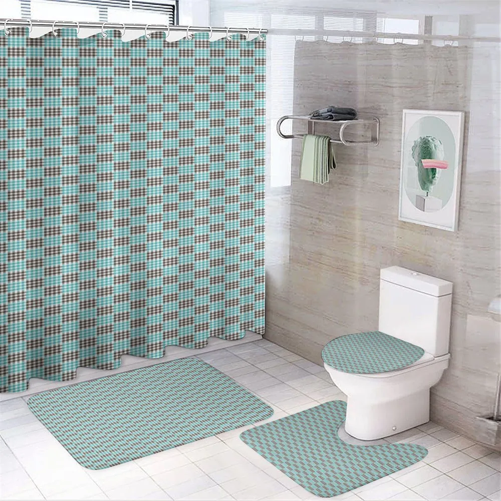 Bicolor Checkered Retro — 4-Piece Bathroom Set preview