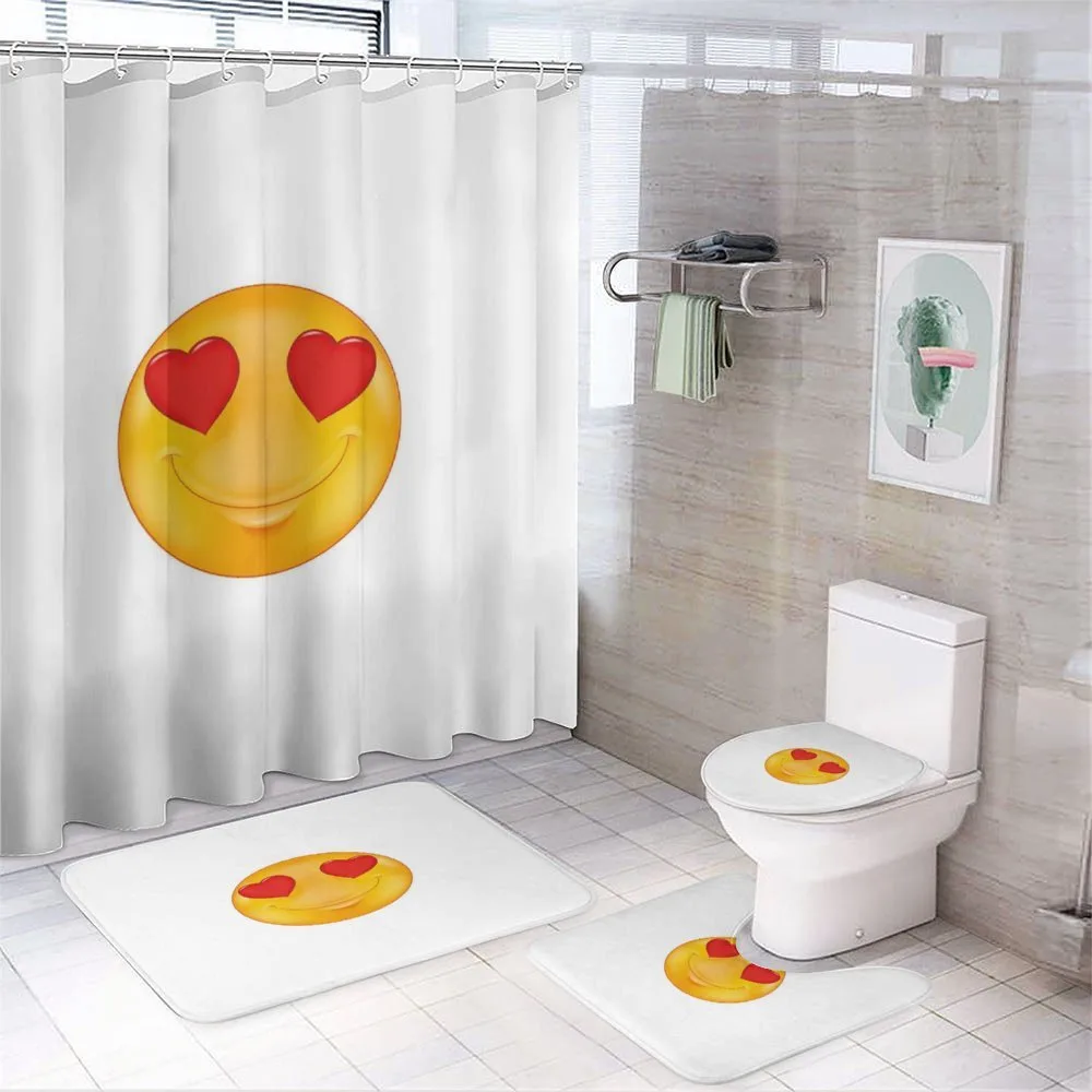 Cartoon Smiley Face Heart — 4-Piece Bathroom Set preview