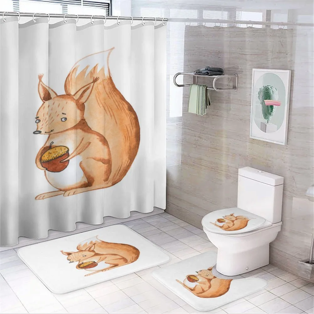 Forest Animal Holds Acorn — 4-Piece Bathroom Set preview