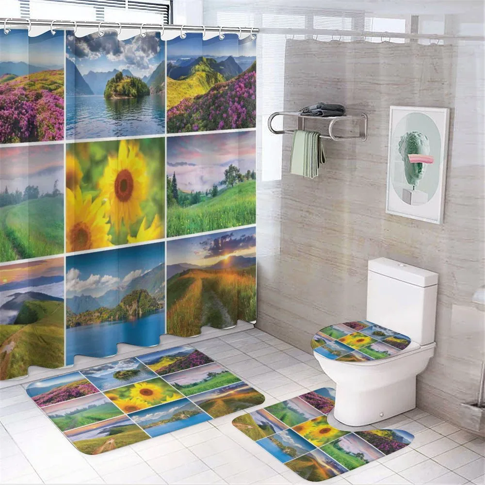 Idyllic Scenery Collage — 4-Piece Bathroom Set preview