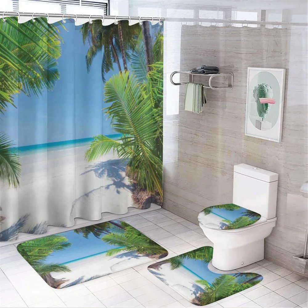 Palm Leaf Tropical Beach — 4-Piece Bathroom Set preview