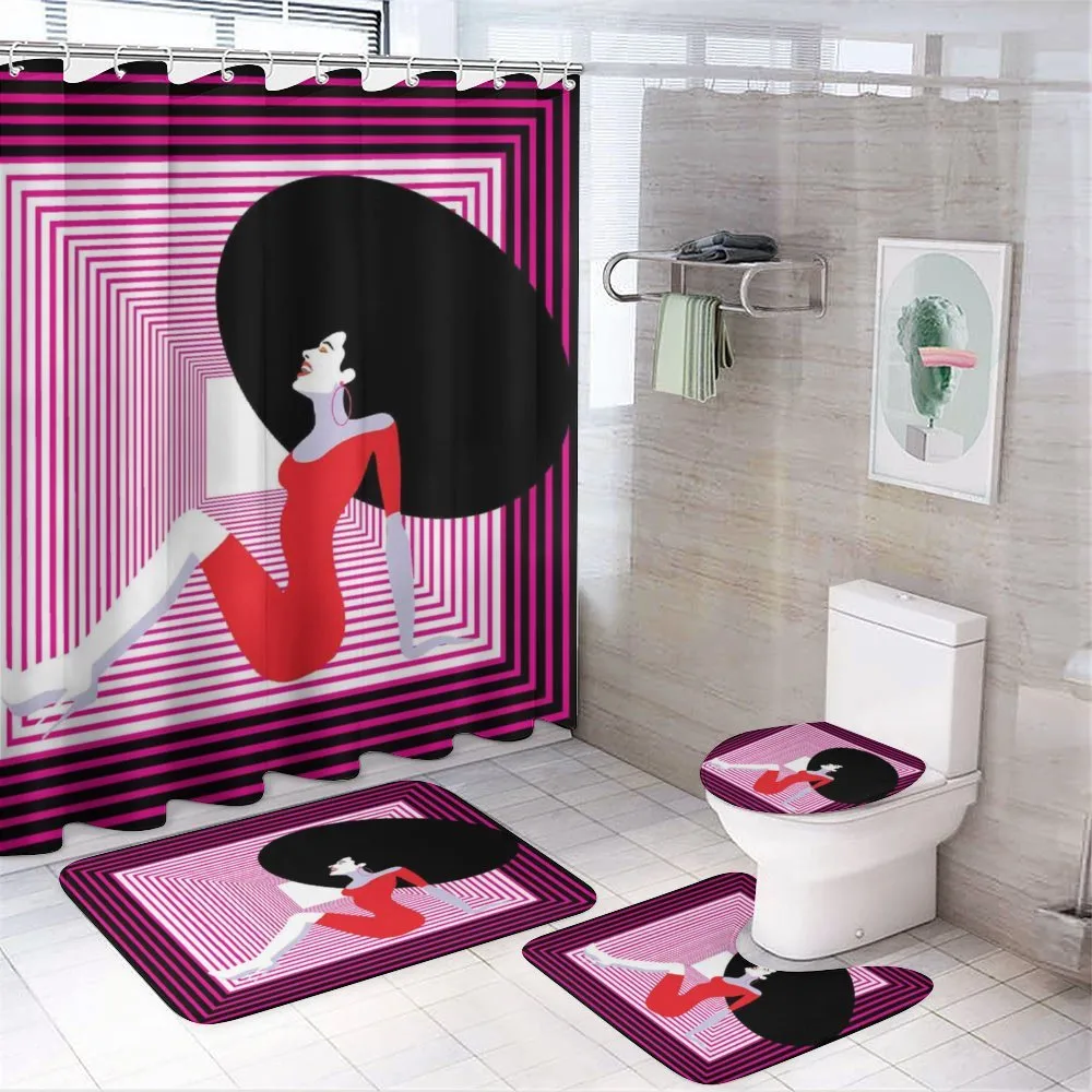 Pop Art Vintage Woman 4-Piece Bathroom Set product video