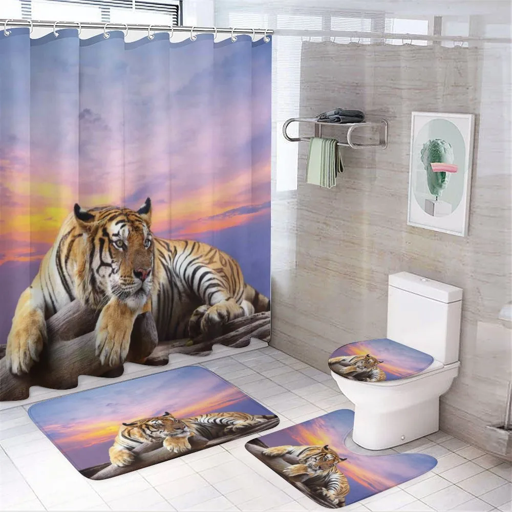 Tiger Colorful Sunset — 4-Piece Bathroom Set preview