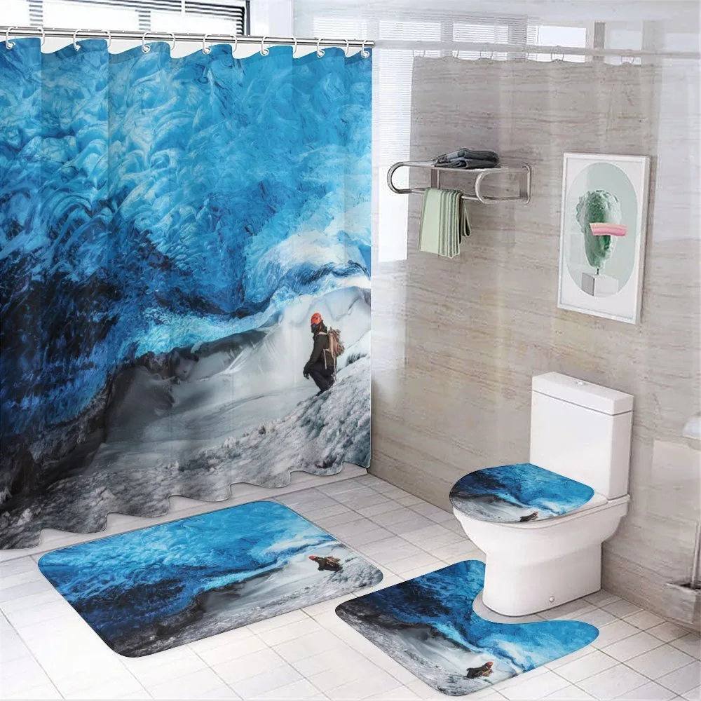 Traveler Man in Ice Cave — 4-Piece Bathroom Set preview