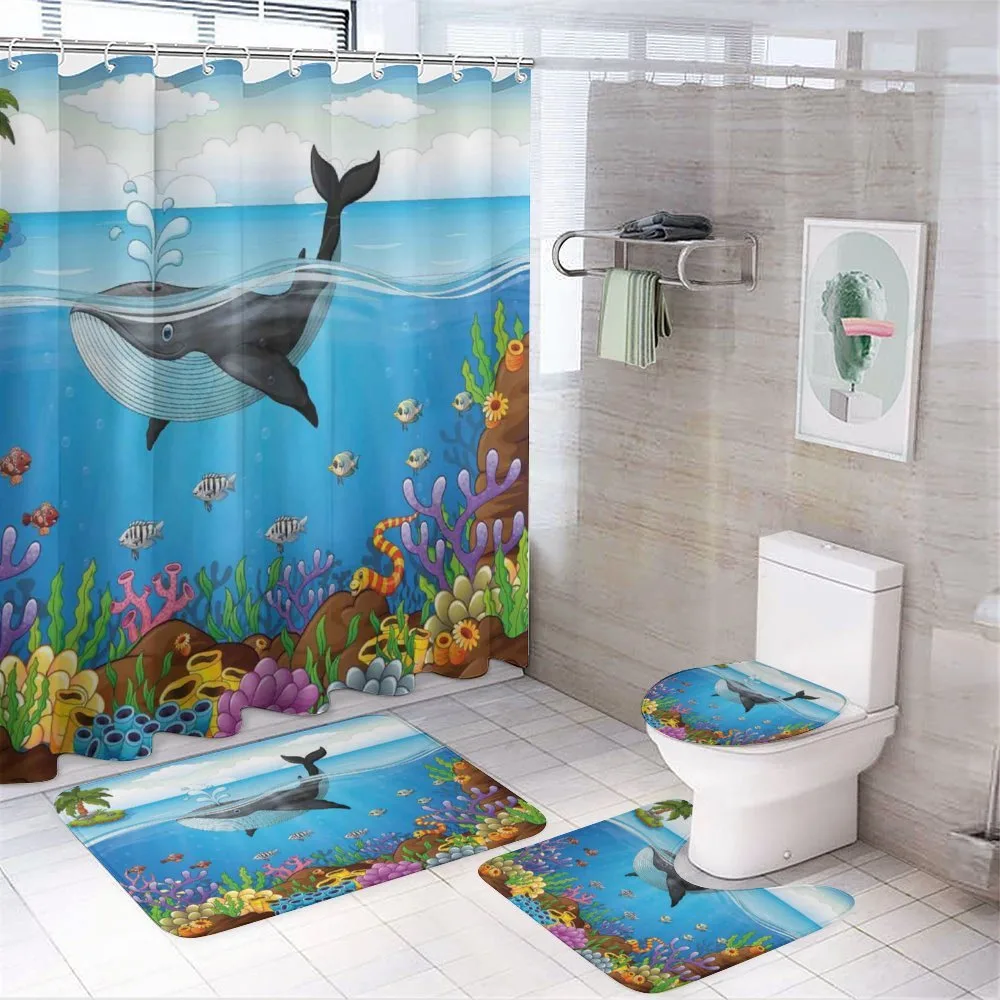 Whale in Ocean Planet — 4-Piece Bathroom Set preview