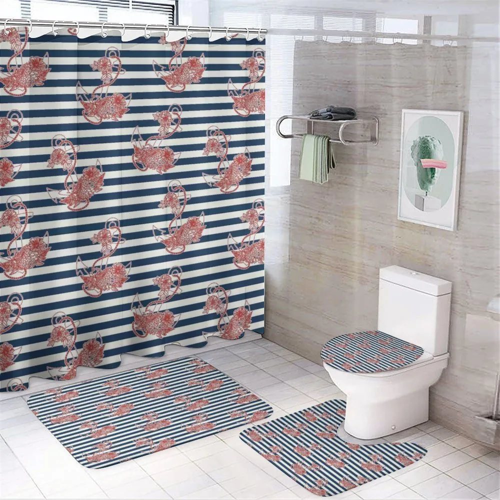 Anchor Striped Backdrop — 4-Piece Bathroom Set preview