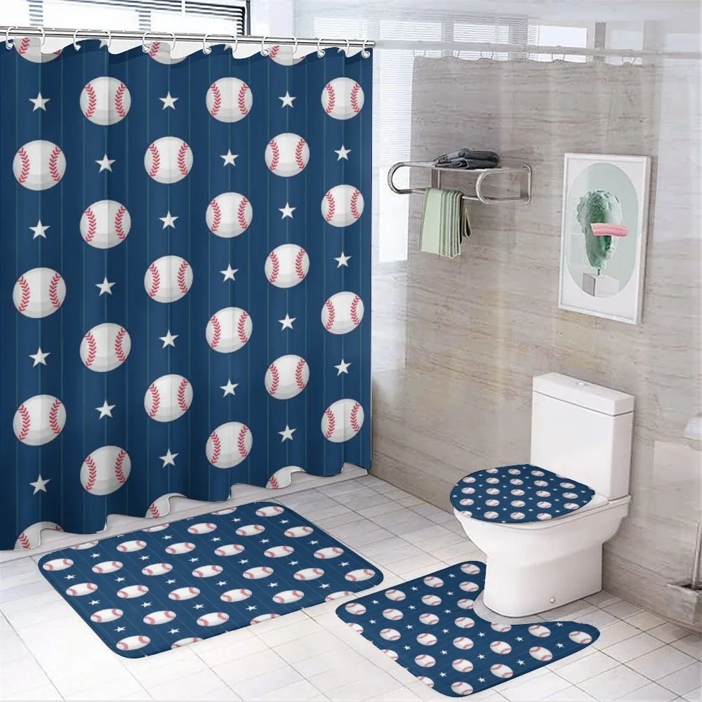 Baseball Stripes — 4-Piece Bathroom Set preview