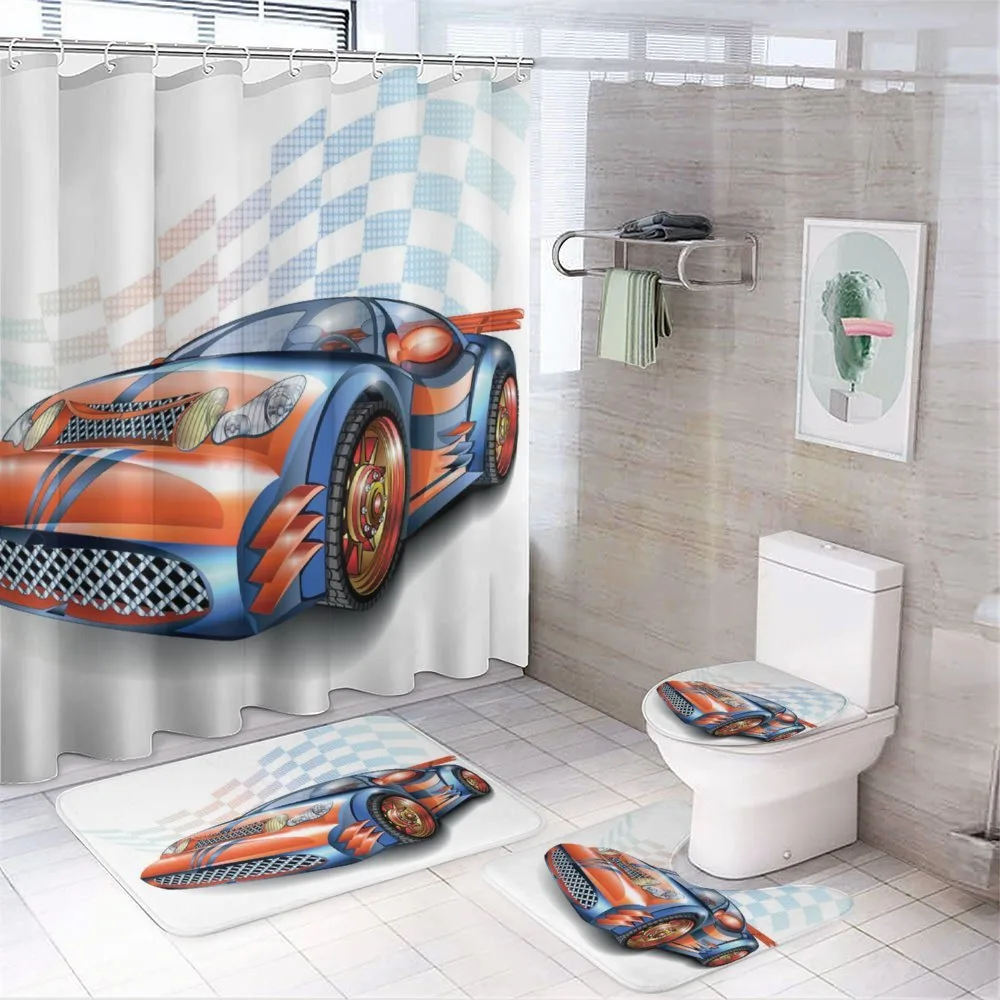 Cartoon Style Race Car — 4-Piece Bathroom Set preview