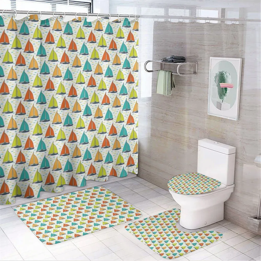 Colorful Windboats on Sea — 4-Piece Bathroom Set preview
