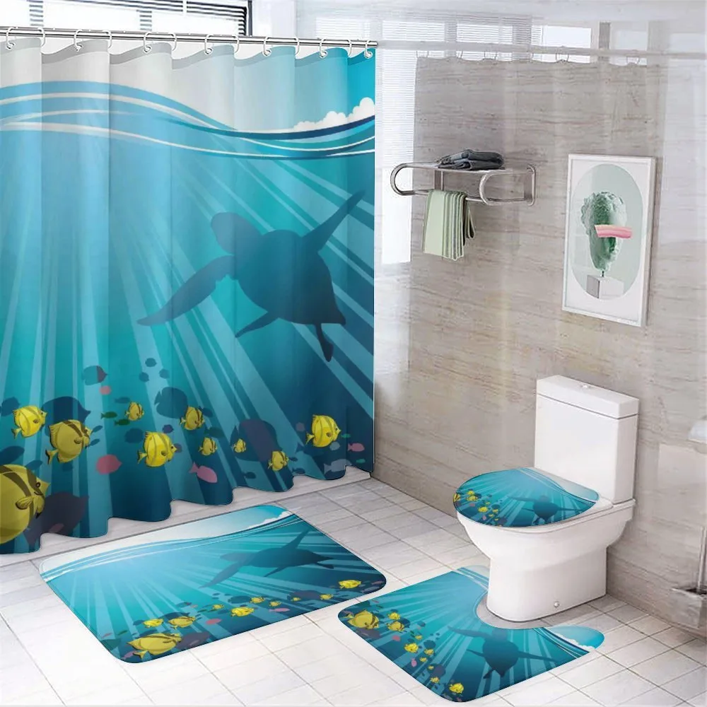 Fish in the Wavy Ocean — 4-Piece Bathroom Set preview