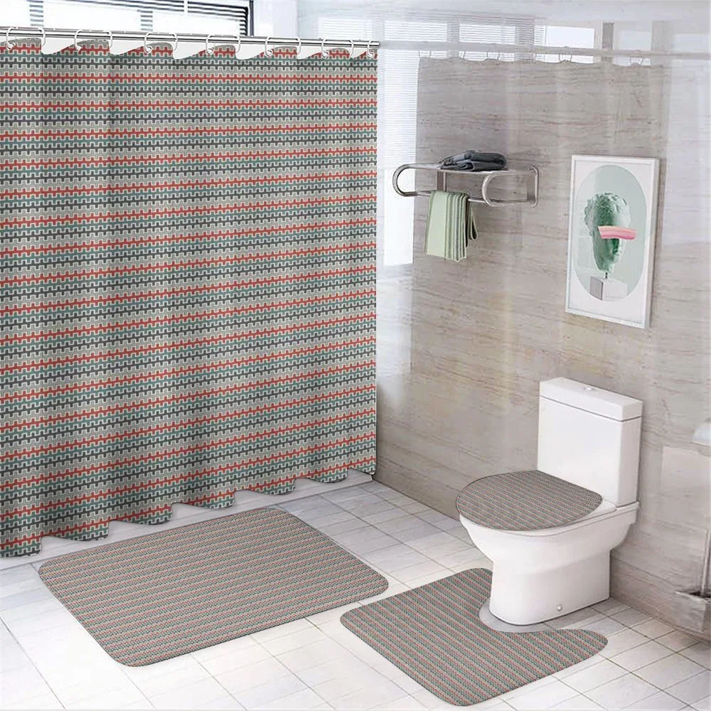 Geometric Angled Lines — 4-Piece Bathroom Set preview