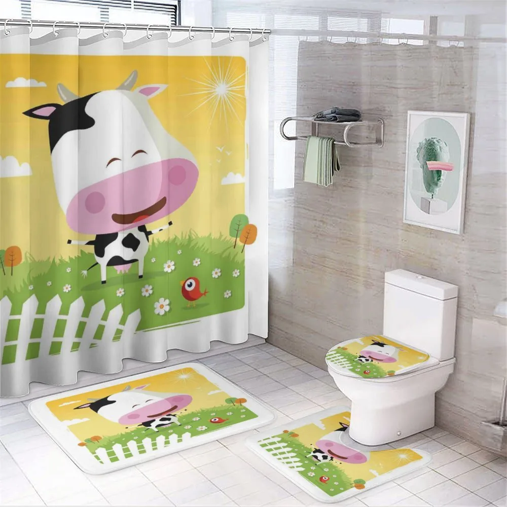 Happy Cartoon Cow Ranch — 4-Piece Bathroom Set preview