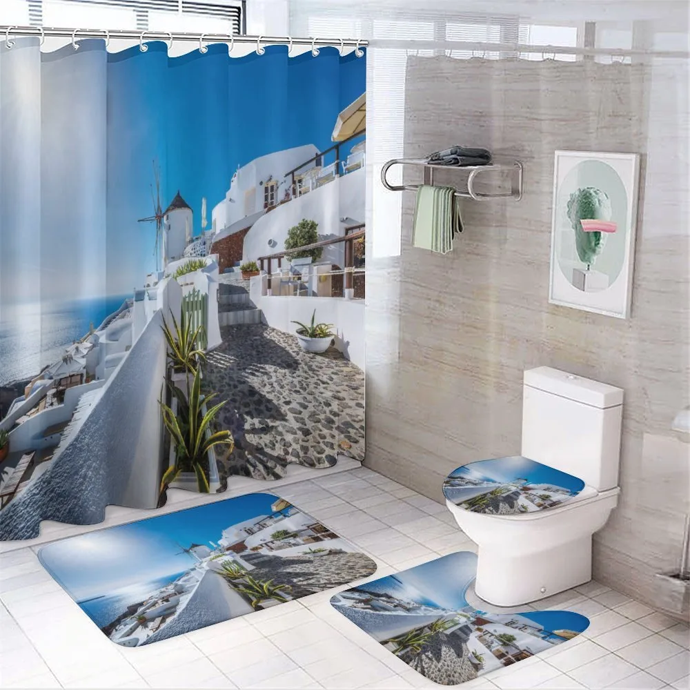 Oia Village in Santorini — 4-Piece Bathroom Set preview