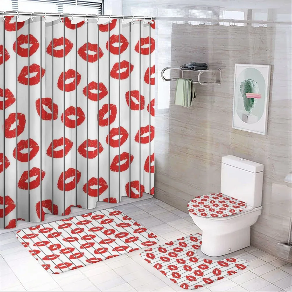 Woman Lips Love Behind Bars — 4-Piece Bathroom Set preview