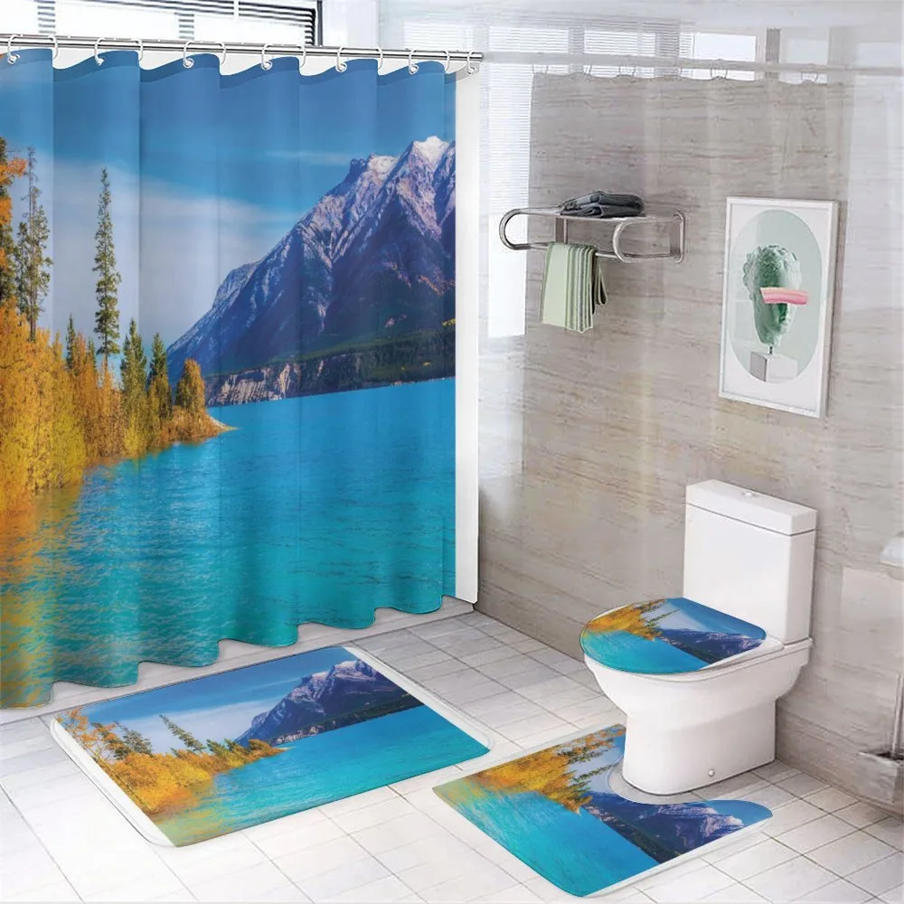 Abraham Lake Mountains 4-Piece Bathroom Set product video