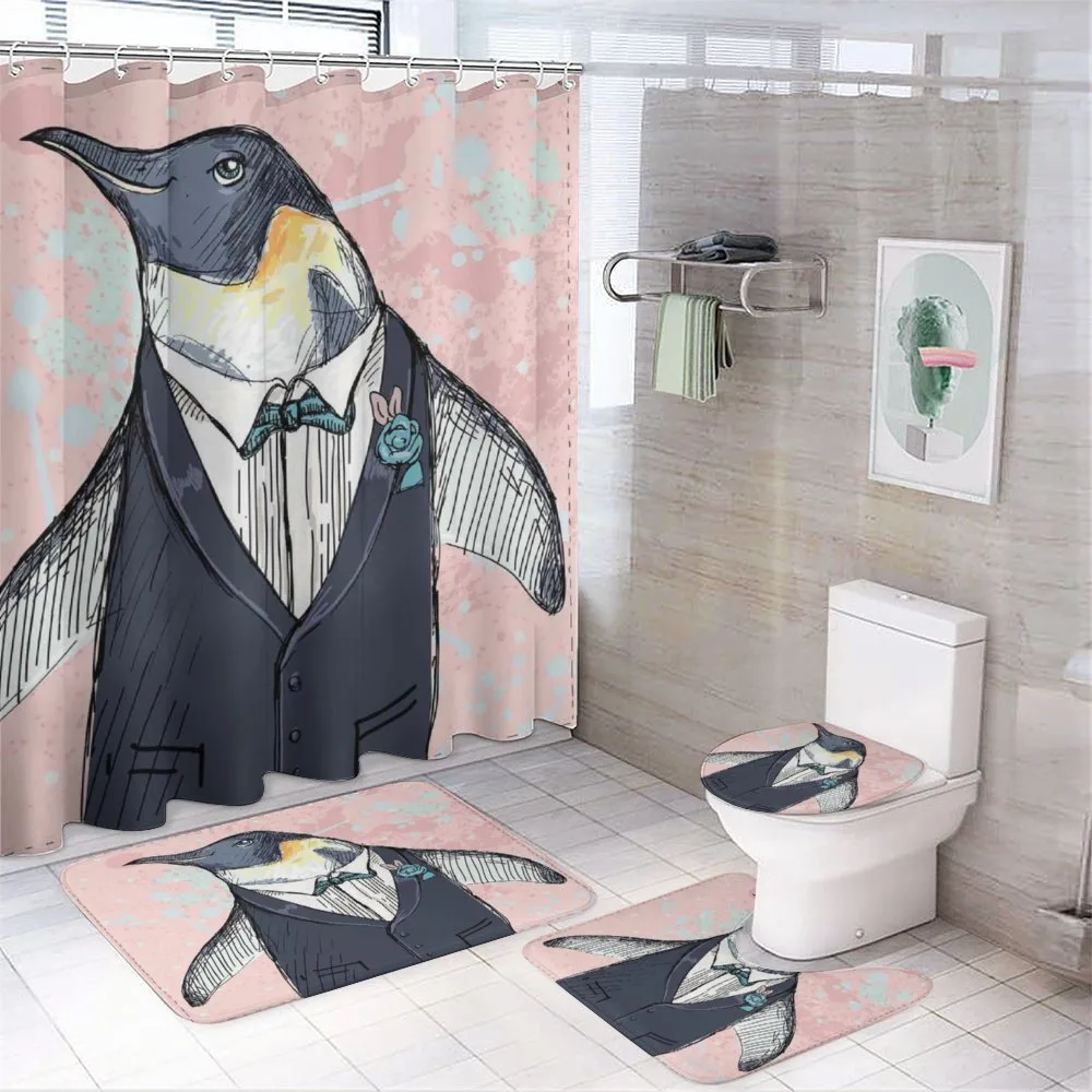 Funny Gentleman Penguin — 4-Piece Bathroom Set preview