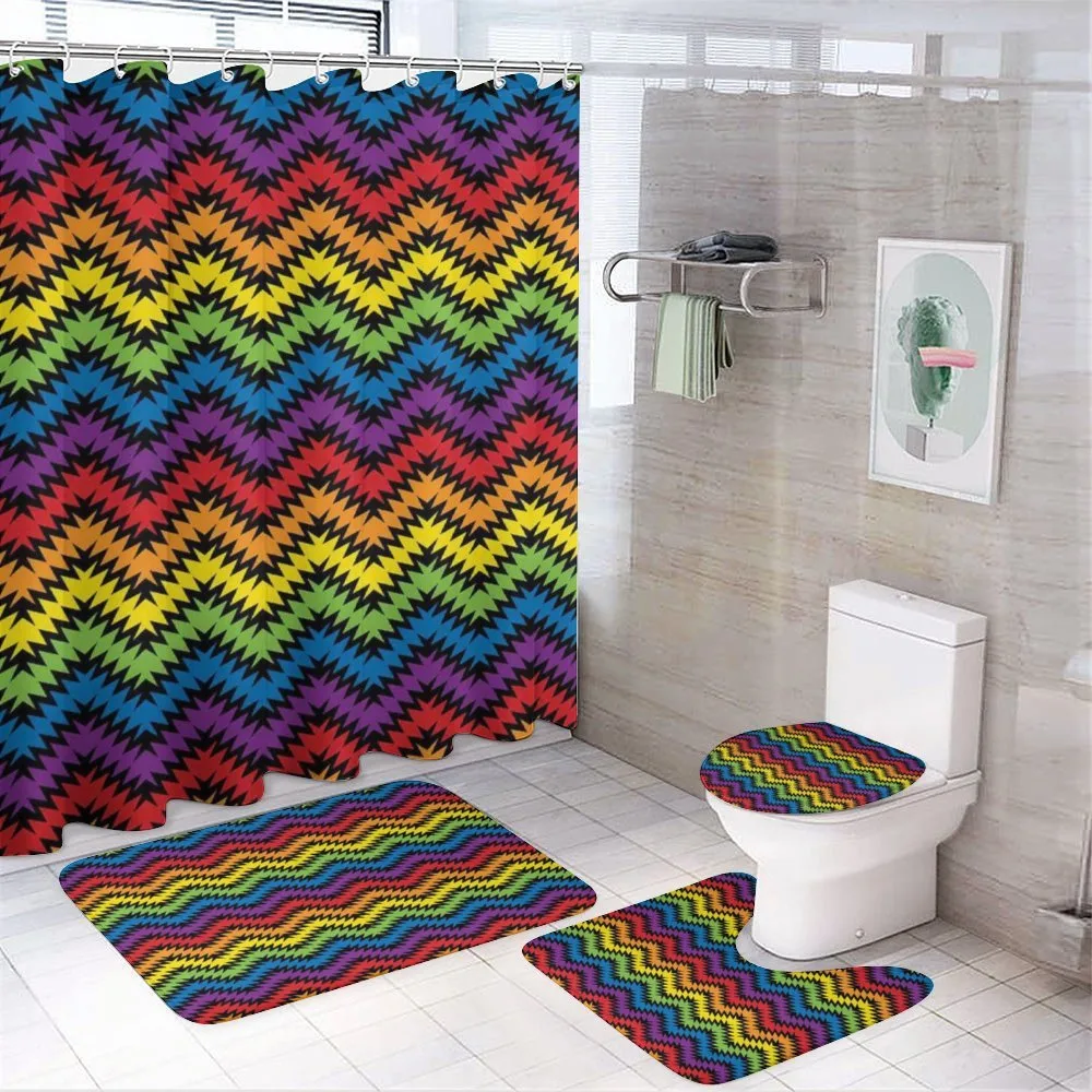 Jagged Zigzag Pattern — 4-Piece Bathroom Set preview
