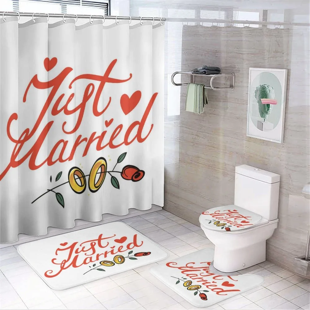 Just Married Rose Rings — 4-Piece Bathroom Set preview