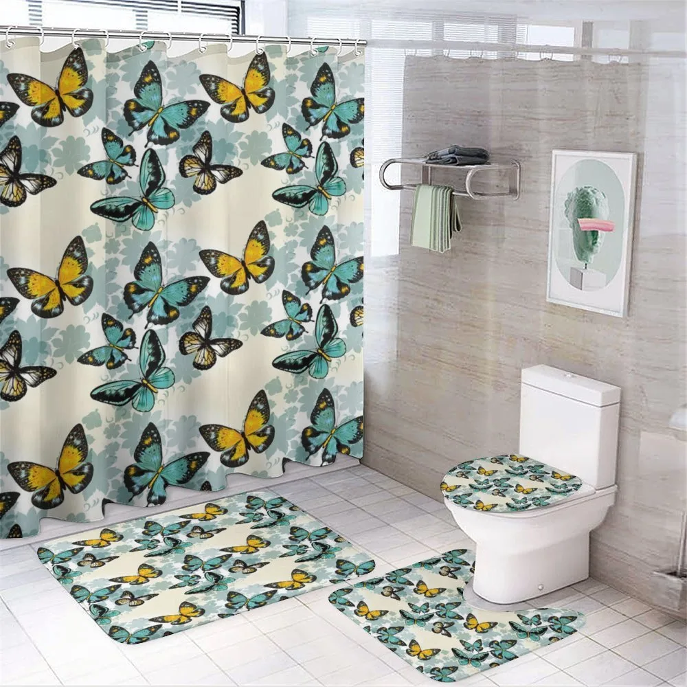 Moth Floral Silhouettes — 4-Piece Bathroom Set preview
