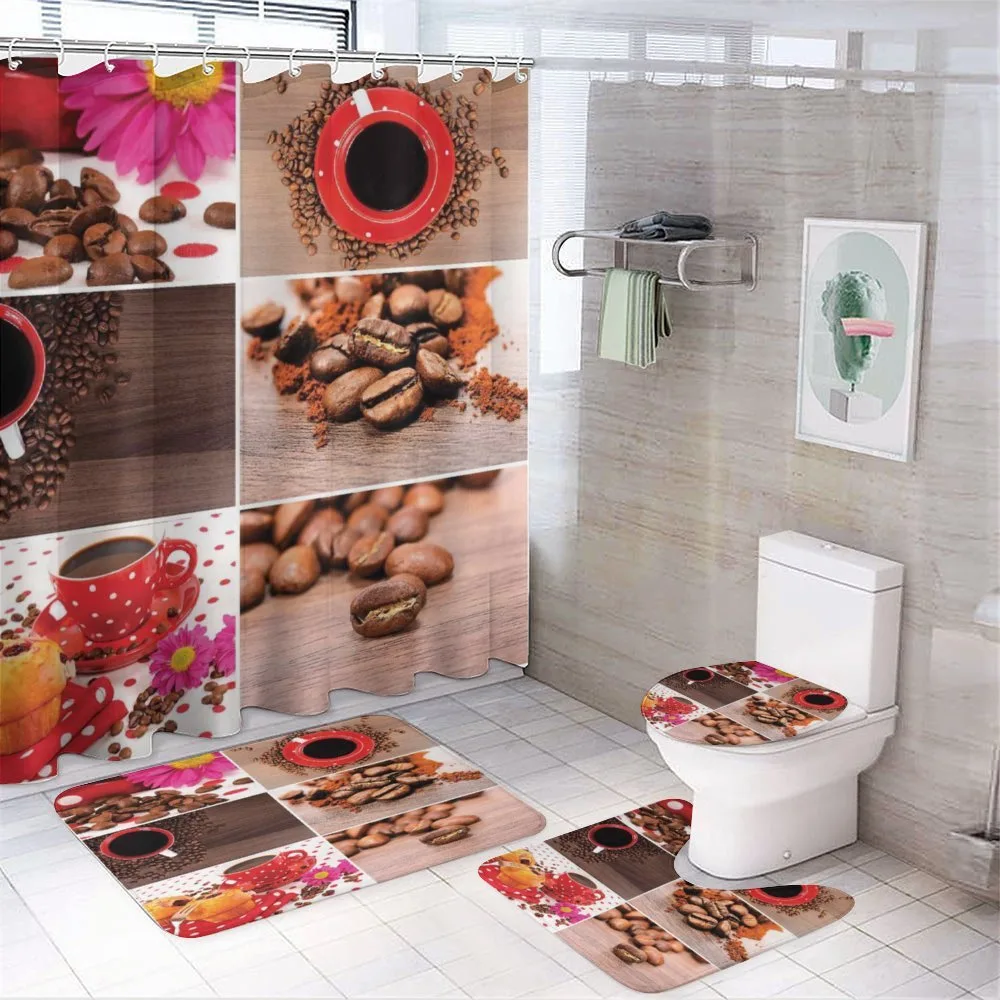 Mugs Polka Dots Flowers — 4-Piece Bathroom Set preview
