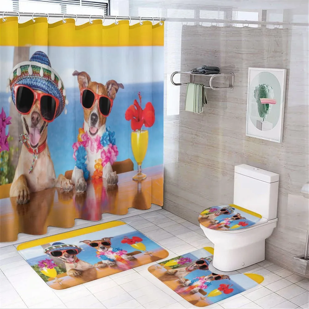 Tropic Summer Dog Friends — 4-Piece Bathroom Set preview