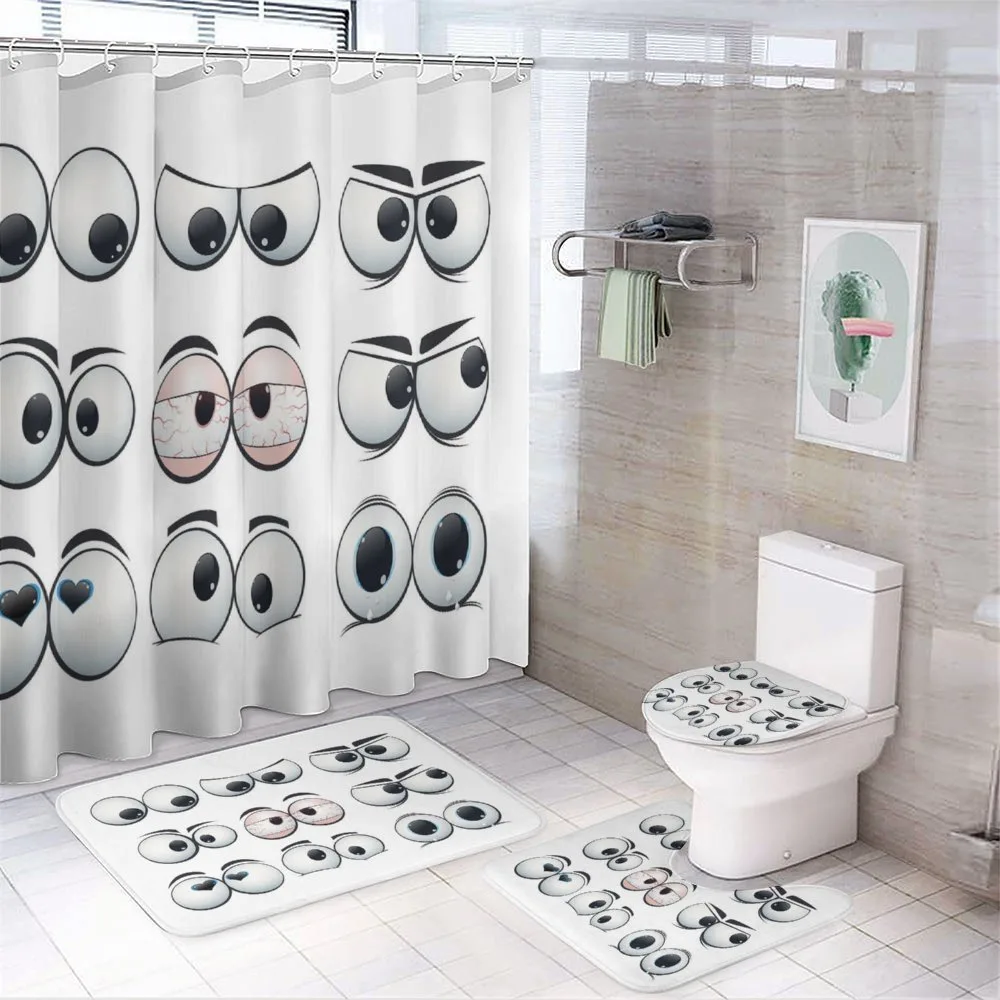 Cartoon Expression Eyes — 4-Piece Bathroom Set preview