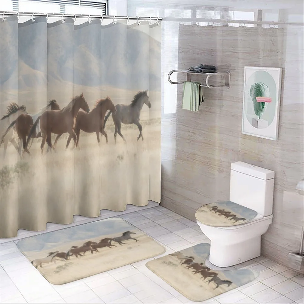 Wild Mustang Horses Art 4-Piece Bathroom Set product video