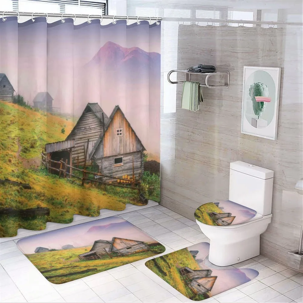 Wooden Houses Mountain — 4-Piece Bathroom Set preview