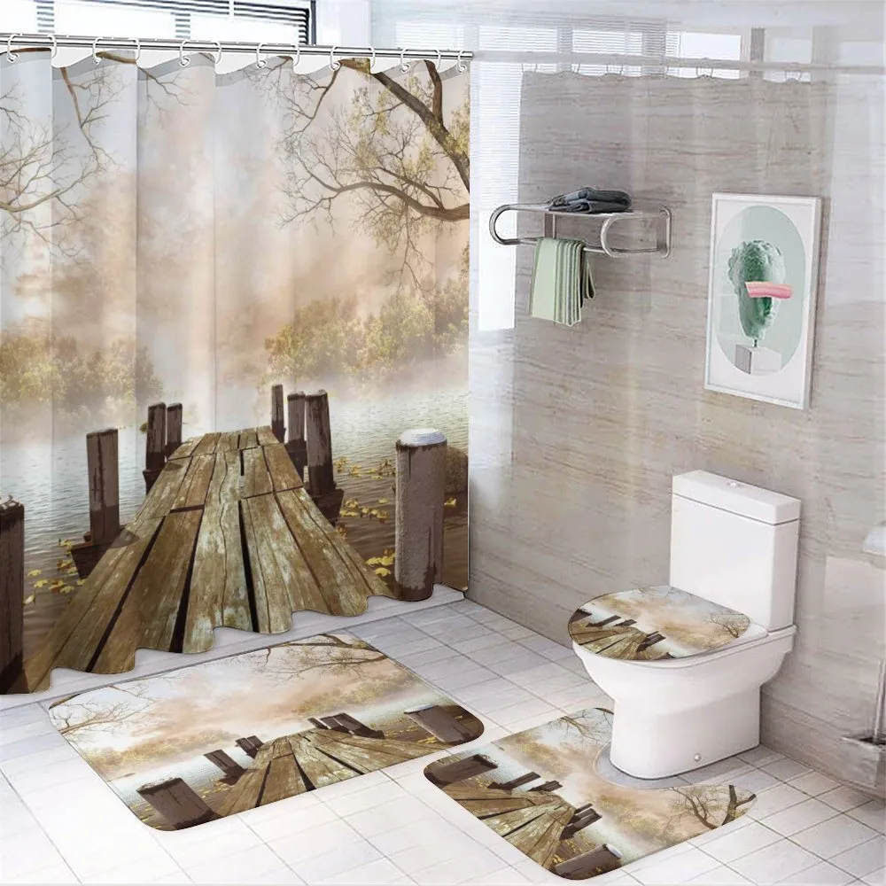 Fall Lake in Forest — 4-Piece Bathroom Set preview