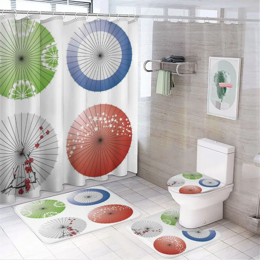 Flowers over Umbrellas — 4-Piece Bathroom Set preview
