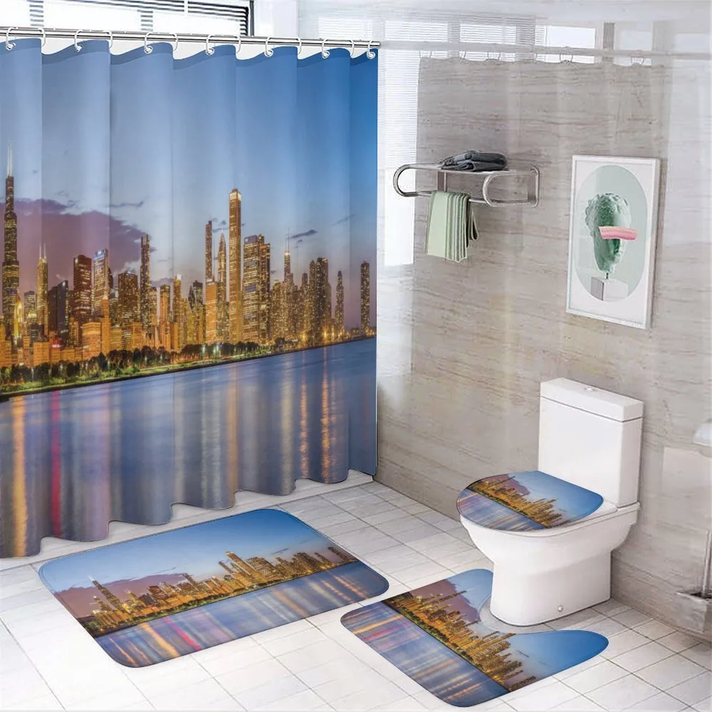 Night Panorama Skyline — 4-Piece Bathroom Set preview