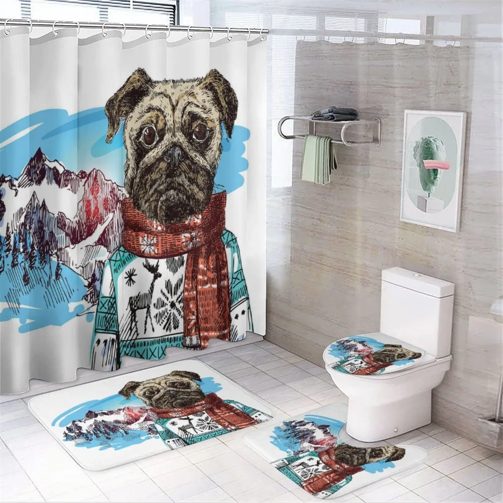 Sketch Style Dog Doodle — 4-Piece Bathroom Set preview