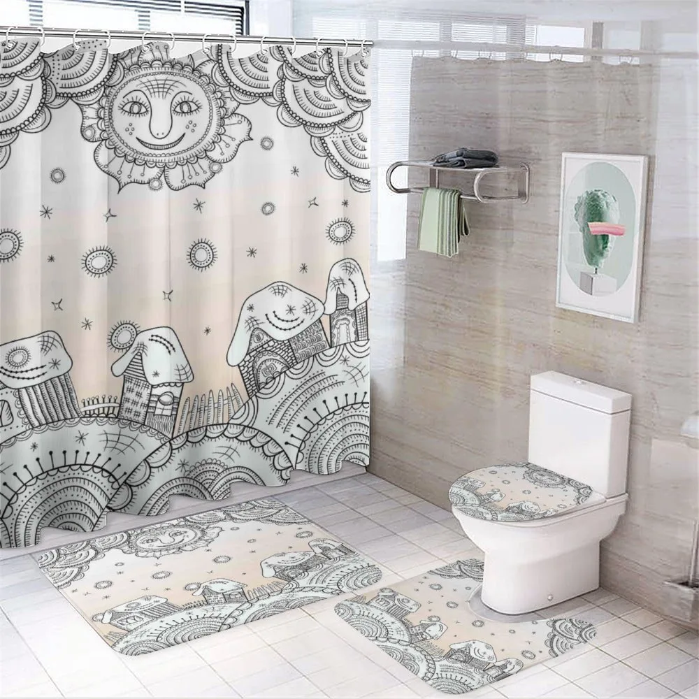 Sun Clouds and Houses — 4-Piece Bathroom Set preview