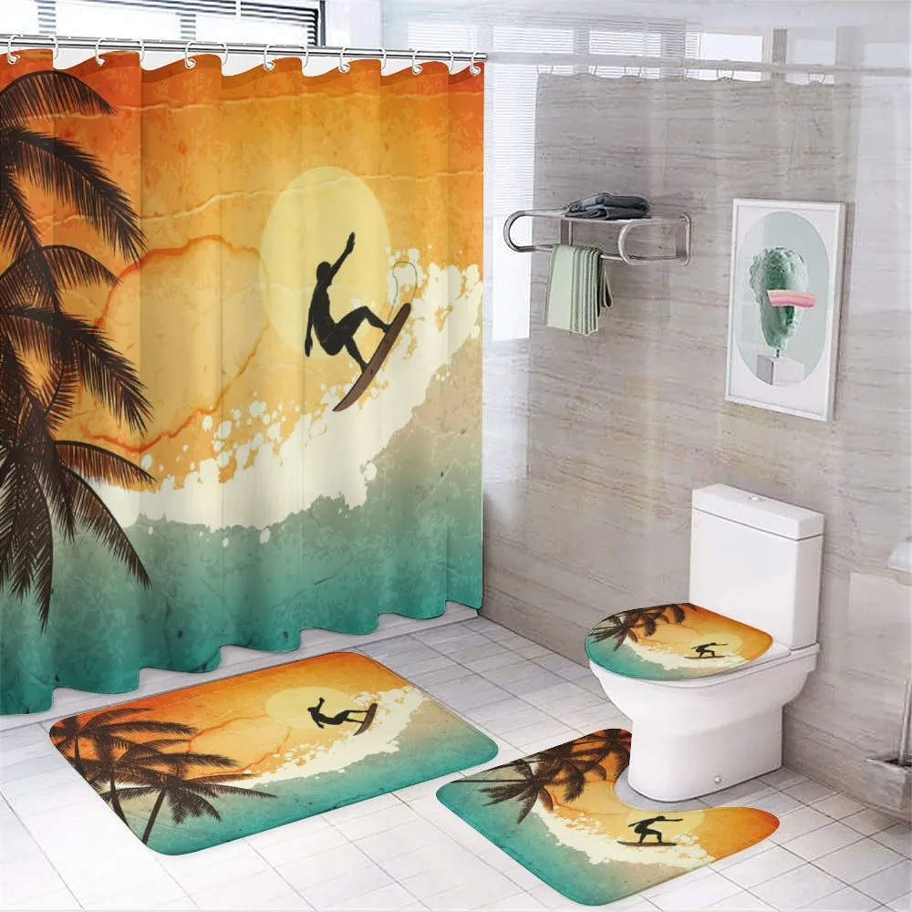 Surfer Sea Palms Sunset — 4-Piece Bathroom Set preview