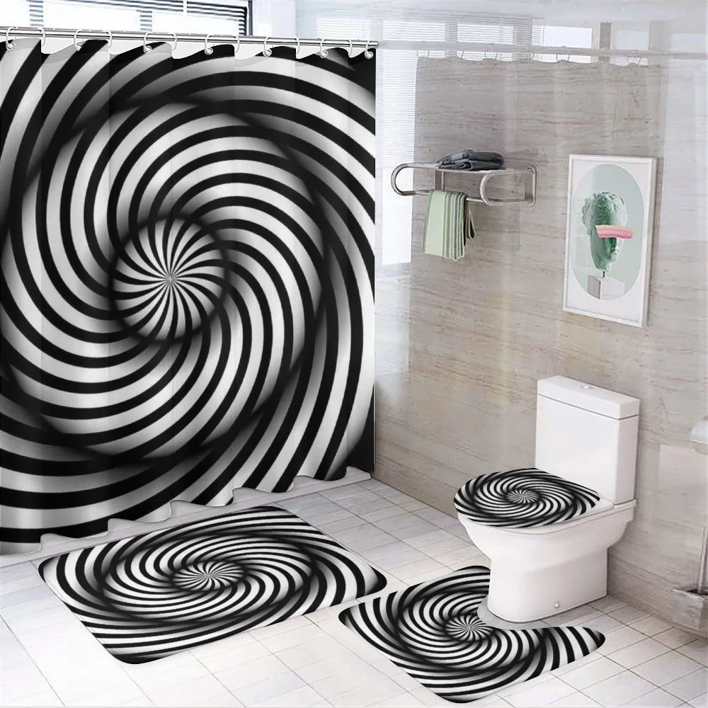 Black and White Swirl — 4-Piece Bathroom Set preview