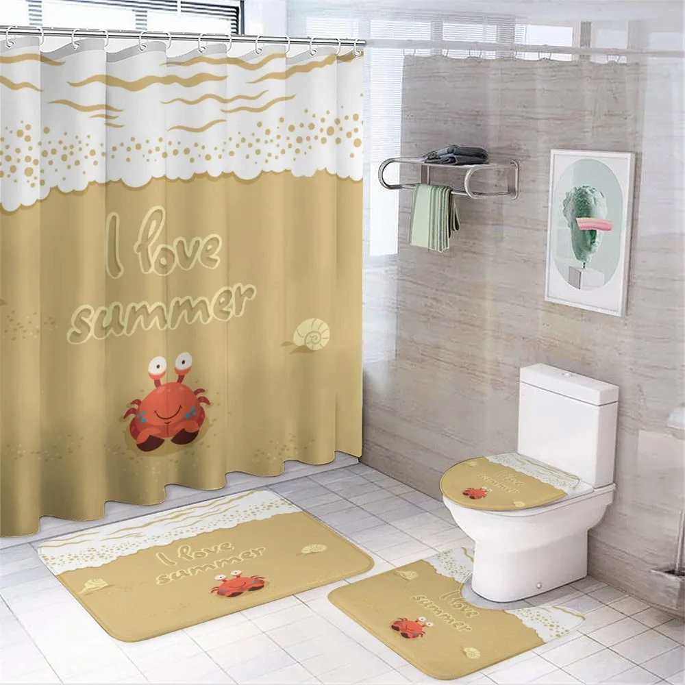 Cartoon Crab I Love Summer — 4-Piece Bathroom Set preview