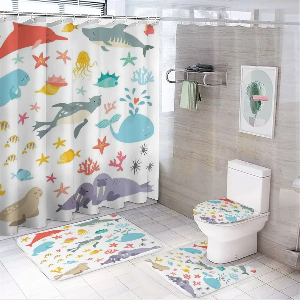 Colorful Ocean Animals — 4-Piece Bathroom Set preview