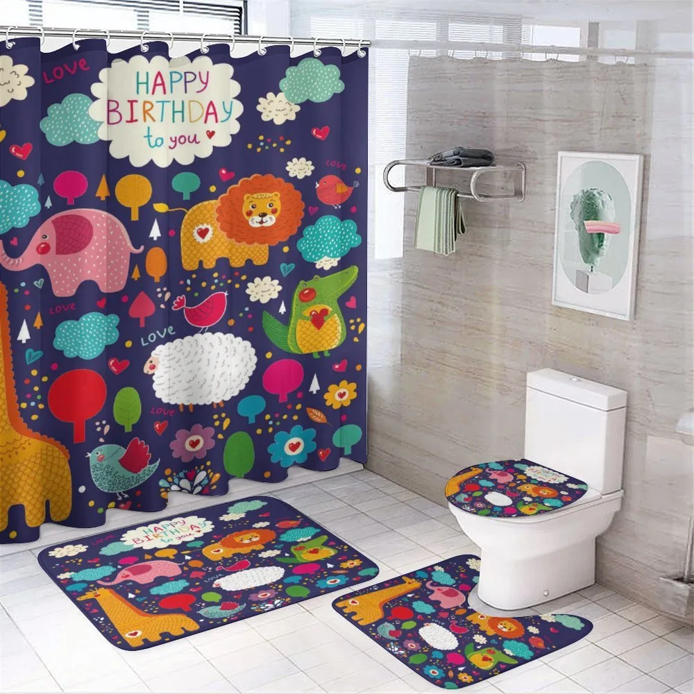 Animals Heart Flags — 4-Piece Bathroom Set preview