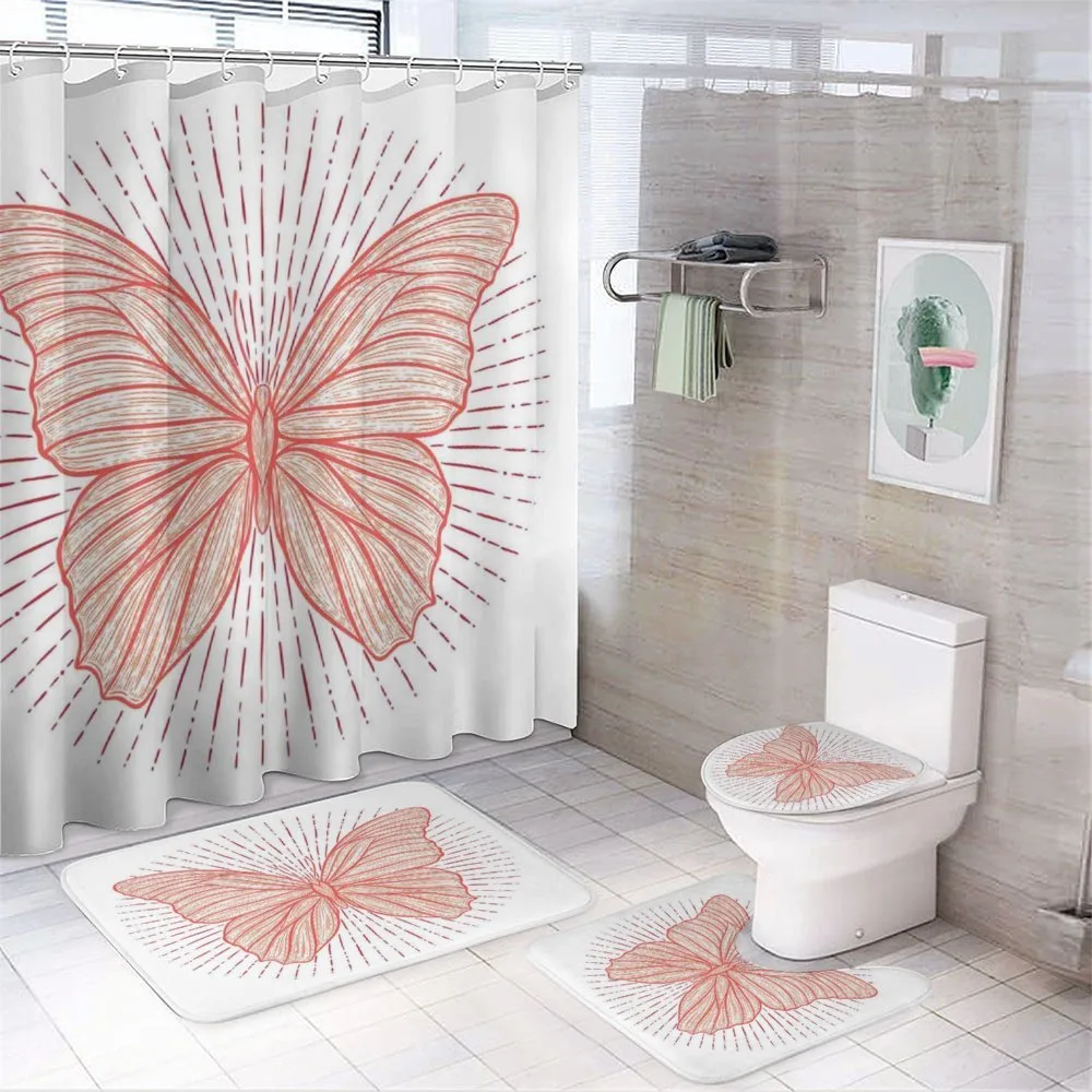 Butterfly Doodle Sunburst — 4-Piece Bathroom Set preview
